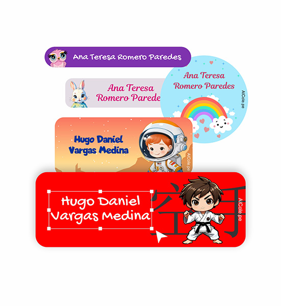 etiquetas para útiles escolares y tapers con diseño alcole